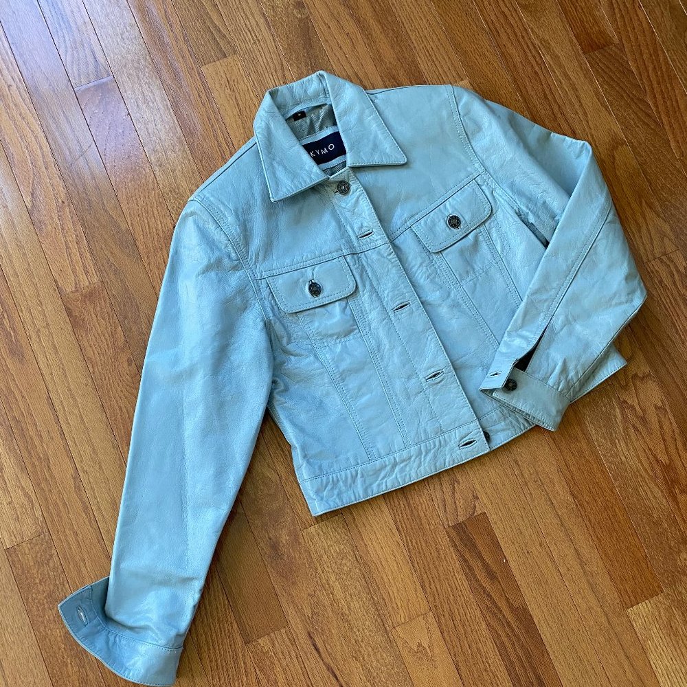 SALE!!  European pale blue leather jacket